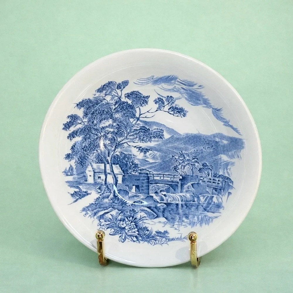 Enoch Wedgwood Countryside Bowl Blue White Ironstone Scenic Transferware Vintage